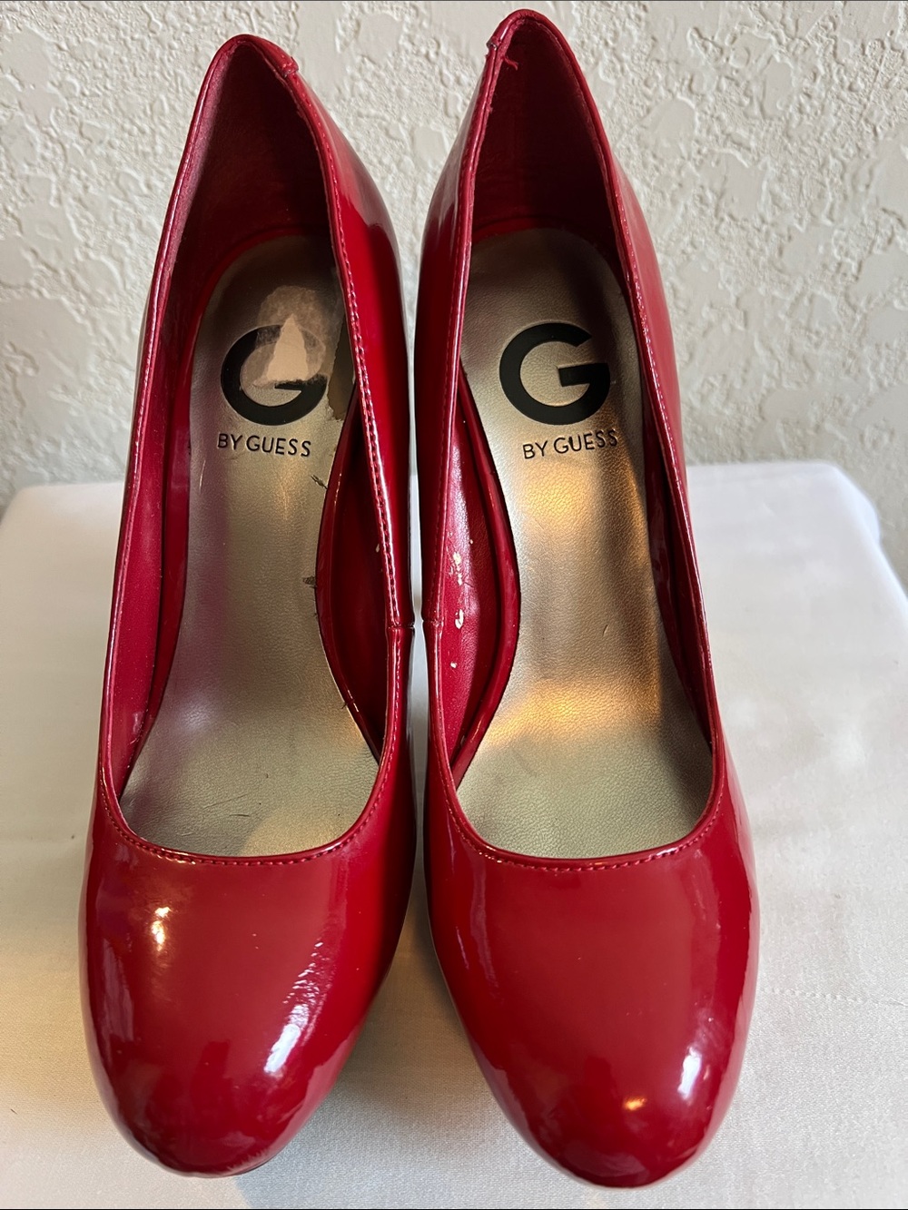 G by Guess Red Patent Round-Toe Pumps